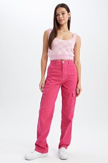 DeFacto Coool Slim Fit Kare Yaka Dama Desenli Pelüş Atlet X4912az22au