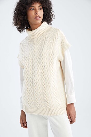 DeFacto Regular Fit Half Turtleneck Knitwear Tunic Sweater