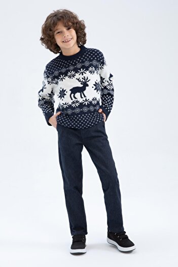 DeFacto Boy's New Year Themed Crew Neck Sweater