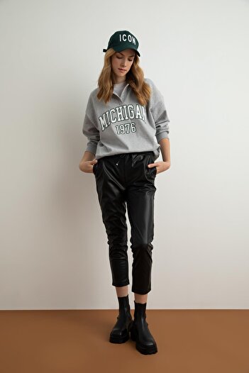 DeFacto Jogger Pocket Faux Leather Trousers