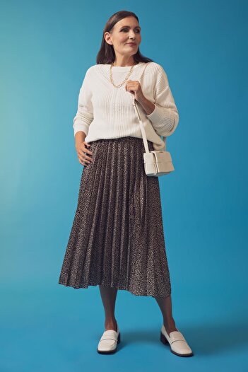 DeFacto Traditional A-Line Patterned Crepe Maxi Pleated Chiffon Skirt