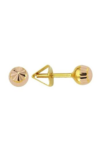 ARSLANTAŞ 1989 8 Ayar Altın Kalemli Vidalı Top Küpe 0,40gr 4mm.