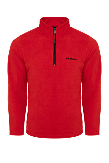 MAXIMILLIAN Men's Fleece Red Color Half Zipper Bato Collar Outdoor Fleece