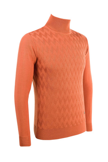 Çizgi Triko Men's Full Turtleneck Knitwear Sweater Patterned Sleeve and Waist Elastic Regular Fit