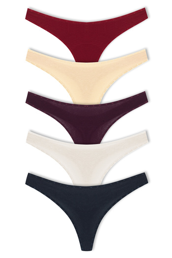 HNX Cotton Heart Rubber Basic Thong Women's Panties 5-Piece