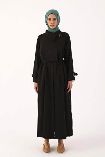 ALLDAY Μαύρο αντιανεμικό Abaya με φερμουάρ