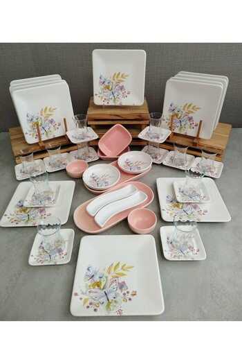 Keramika Set Breakfast Mat Butterfly 46 Pieces for 12 Persons