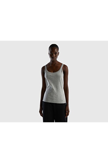United Colors of Benetton Women's Gray Melange Basic Cotton Undershirt