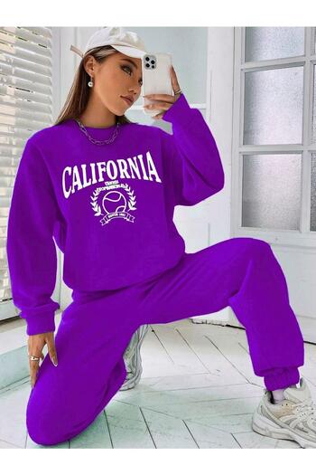 C&C OKULCUNUZ CC Store Purple California Tennis Σετ φόρμας με στάμπα μεγάλου μεγέθους με 3 νήματα