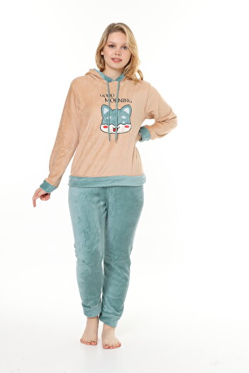 mervemoda Kadın Somon soft yumoş yüksek kalite kumaş nakış detaylı pijama takımı