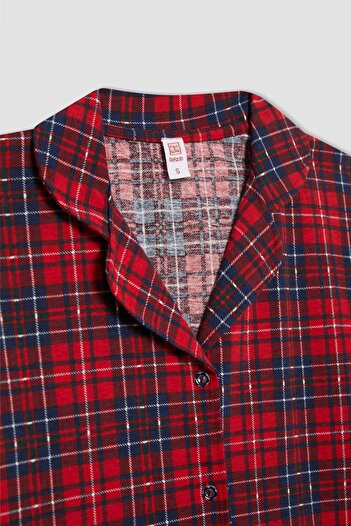 DeFacto Fall in Love Regular Fit Uzun Kollu Ekose Desenli Pijama Takımı