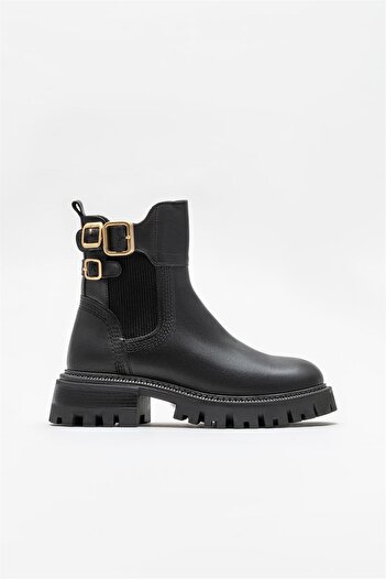Elle Shoes Siyah Deri Kadın Günlük Bot