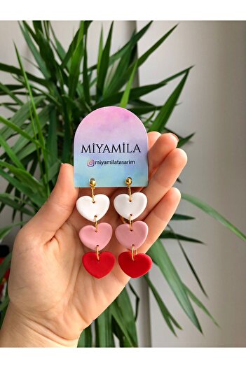 TREND مجموعة Miyamila أقراط عيد الحب على شكل قلب أحمر