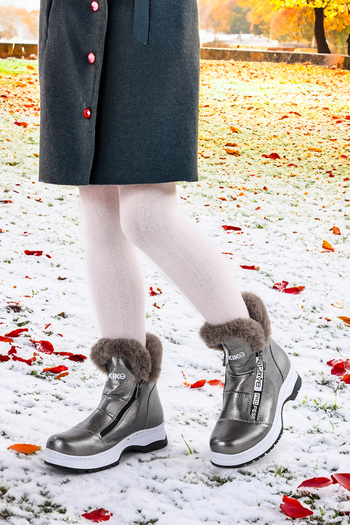 KARAMAZI Girl's Boots - Karamazı Kids 250 Patent Leather, Cracked Zipper