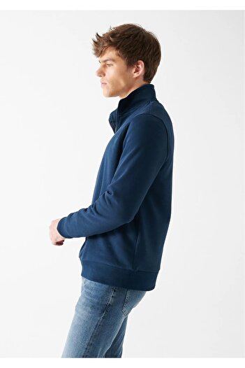 Mavi Yarı Fermuarlı Gri Sweatshirt 0610908-80196