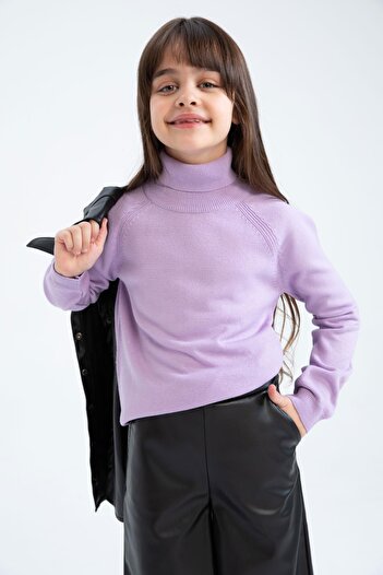 DeFacto Girl's Regular Fit Turtleneck Sweater