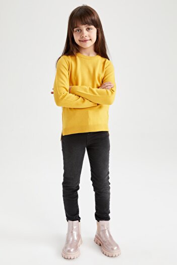 DeFacto Girl's Regular Fit Crew Neck Sweater