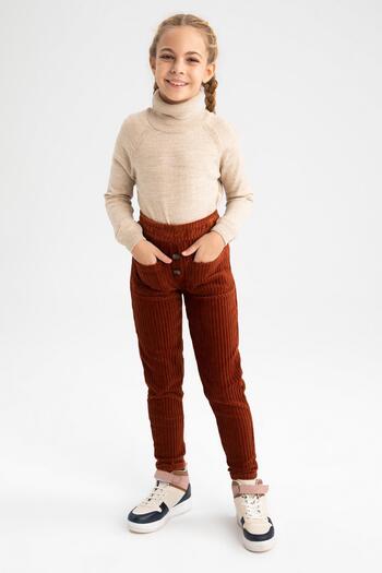 DeFacto Girl's Regular Fit Turtleneck Sweater