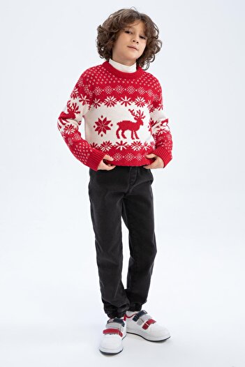 DeFacto Boy's New Year Themed Crew Neck Sweater