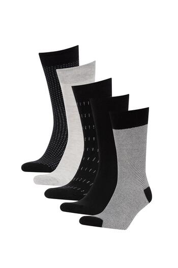 DeFacto Men's 5-Piece Cotton Long Socks R8097Azns