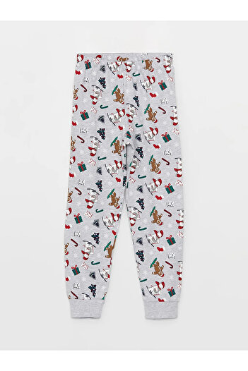 LC Waikiki LCW Kids Bisiklet Yaka Yılbaşı Temalı Uzun Kollu Erkek Çocuk Pijama Takımı