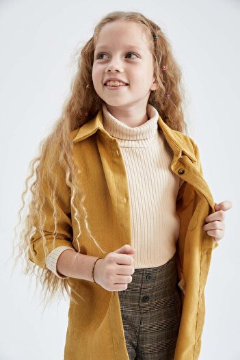 DeFacto Girl's Corduroy Long Sleeve Shirt
