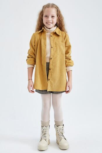 DeFacto Girl's Corduroy Long Sleeve Shirt