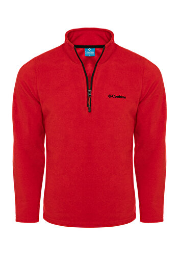 MAXIMILLIAN Men's Fleece Red Color Half Zipper Bato Collar Outdoor Fleece