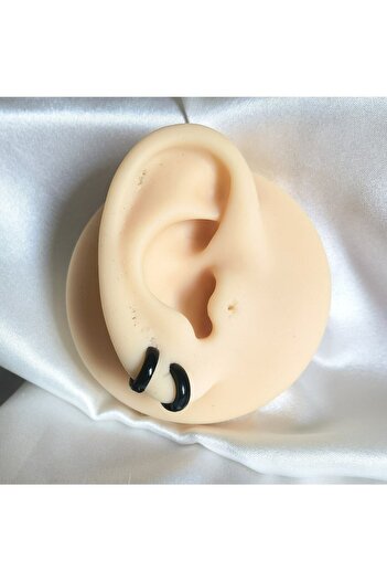 Bylin Surgical Steel Black Hoop Earring - Ring Diameter 7 Mm