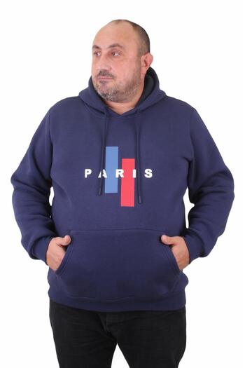 MocGrande Чоловічий великий розмір худі з капюшоном Paris 23209 INDIGO