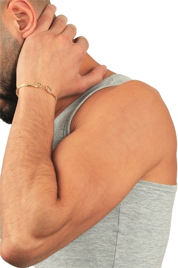LABALABA Men's Lacquer Gold Color Plated Adjustable Open Band Spiral Form Bracelet