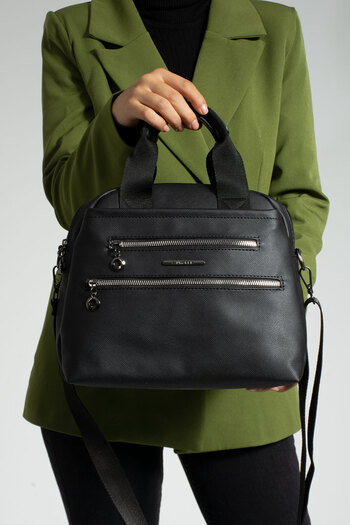 By Hakan SN 1389 WOMEN'S SLEEVE BAG HANDBAG SHOULDER BAG LEATHER-BLACK