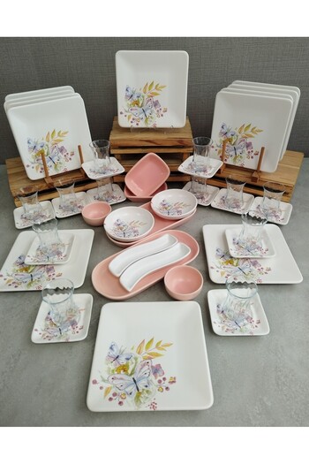 Keramika Set Breakfast Mat Butterfly 46 Pieces for 12 Persons