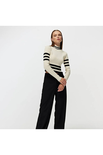 viyan butik Turtleneck striped knitwear sweater