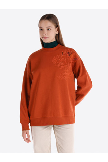 Colin's Brown Regular Fit Printed Women's Sweatshirt