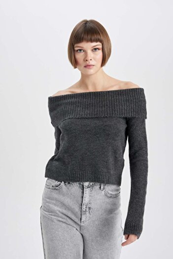 DeFacto Fitted Open Shoulder Sweater B3826ax23wn