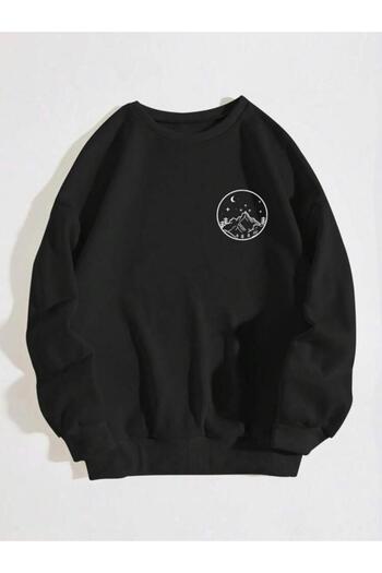 MOONBULL Unisex Φούτερ με στάμπα Moon Sun Earth