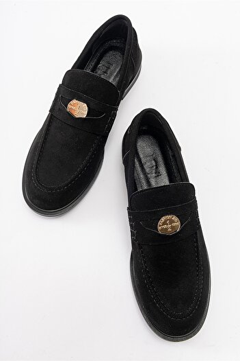 LuviShoes Дамски мокасини от черен велур BLOSS
