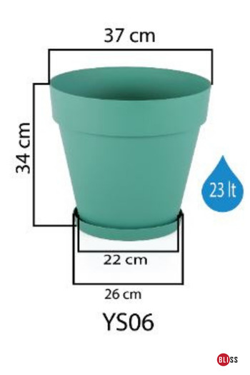Bliss 23 lt Antrasit Renk Tabaklı Izgaralı Dekoratif Plastik Yalı Saksı
