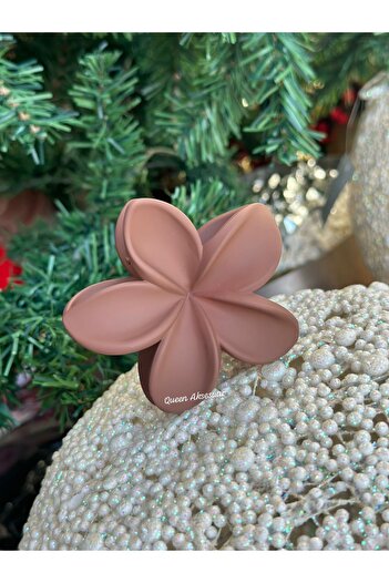 QUEEN AKSESUAR Imported luxury fashion trend matte color chocolate brown aloha lotus flower women's child buckle large size