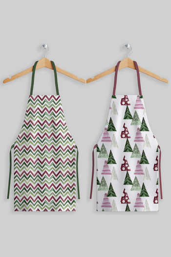 AYSHOME Ays Home Pine Tree Patterned Kitchen Apron Set of 2