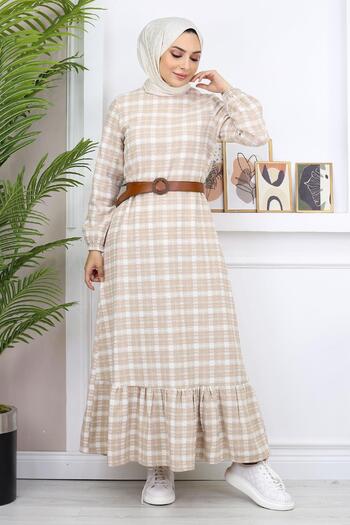 Modamihram Φόρεμα Hijab Frilly Beige 19165