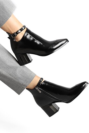 KRISTE BELL Special Series Ankle Capsule Detailed Γυναικείες Μπότες 223 Kb0 0050 Patent Leather Μαύρο