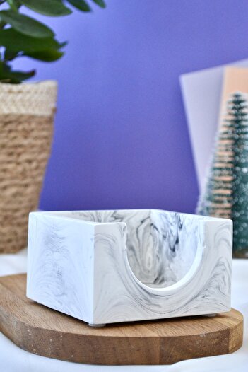 Bİ DOLU DÜKKAN Marble Patterned Notepad Holder