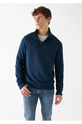 Mavi Yarı Fermuarlı Gri Sweatshirt 0610908-80196