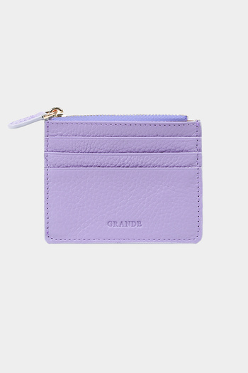 Grande 3603 Genuine Leather Coin Compartment Zippered Women's Men's Wallet Card Holder Lilac