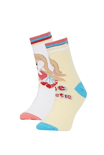 DeFacto Дълги памучни чорапи Looney Tunes за момичета от 2 части X2209a6ns
