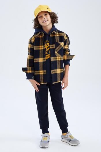 DeFacto Boy's Oversize Fit Long Sleeve Flannel Shirt