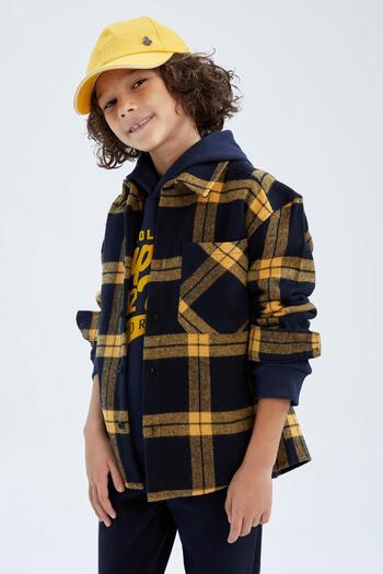 DeFacto Boy's Oversize Fit Long Sleeve Flannel Shirt