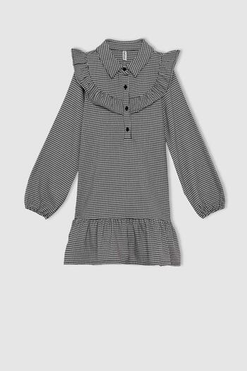 DeFacto Girl's Houndstooth Patterned Woven Dress
